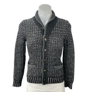 Rag & Bone Neiman Marcus Gray Black Wool Button Long Sleeve Cardigan Sweater M